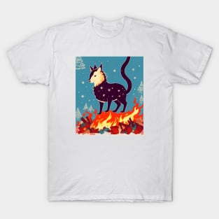 cute creature on fire on xmas sticker T-Shirt